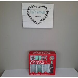 Coca Cola Vintage Style Glass Collection with Coasters and Pretzels Set of 3